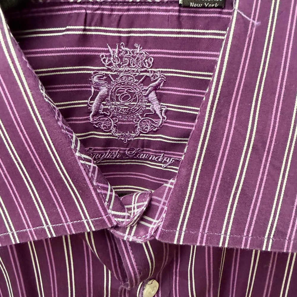 English Laundry Purple and White Pinstripe Dress Shirt